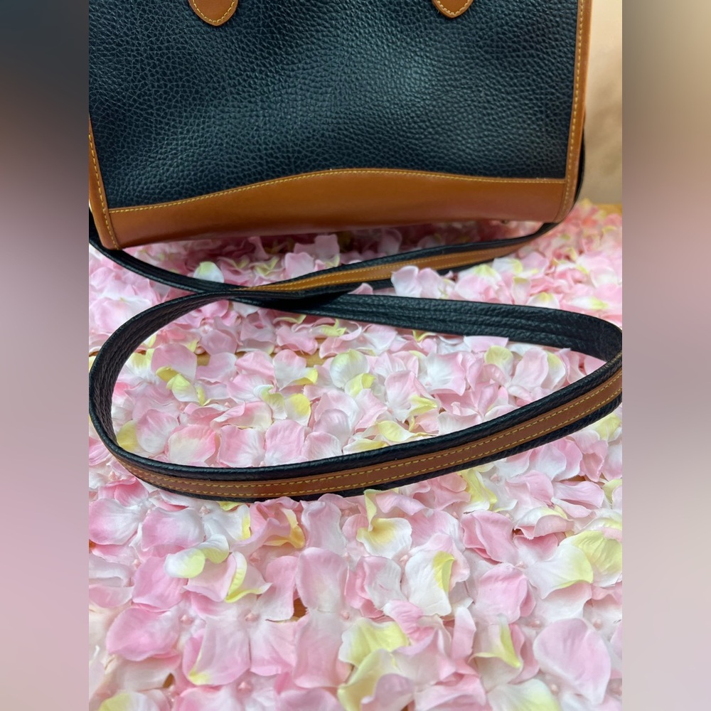 Dooney & Bourke Black Peppled Tan Leather Satchel Hand Bag - Picture 5 of 13